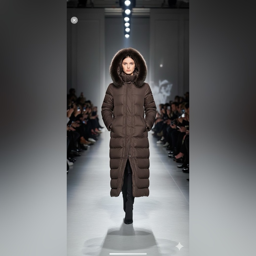 VINTAGE MONCLER brown long down coat sz 3 AUTHENTIC